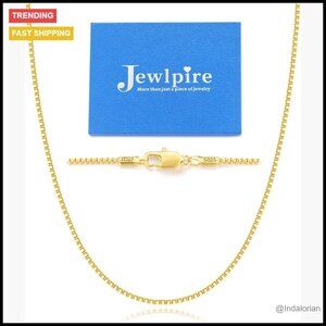 1.3mm Box Chain Necklace 14K Gold Plated 925 Sterling Silver